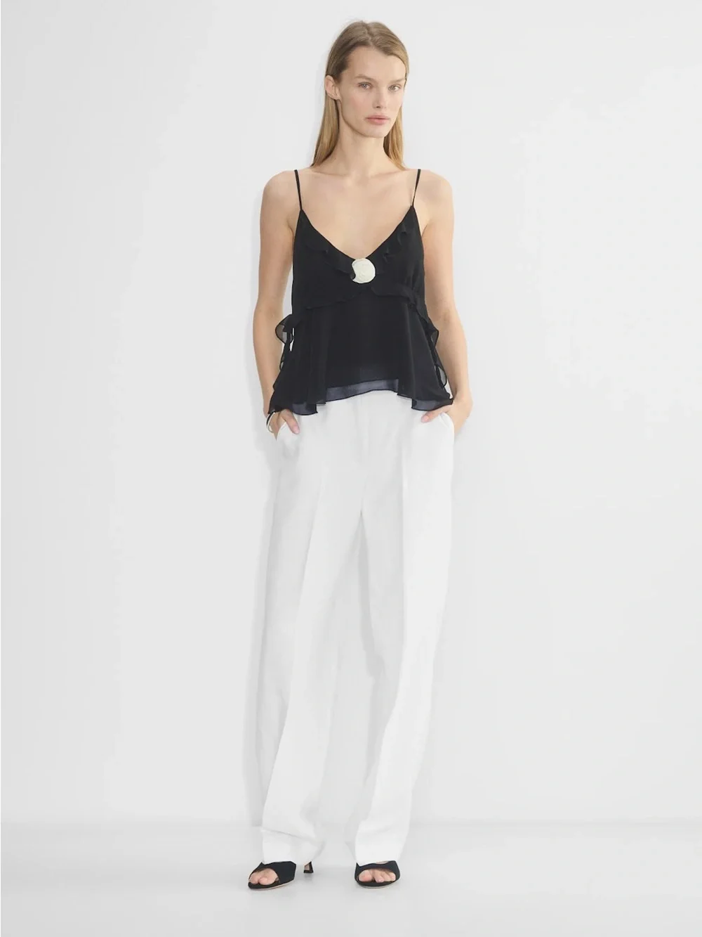 Aritzia Wilfred White Cruise Linen Limitless High-Rise Wide Leg Pants SZ 8